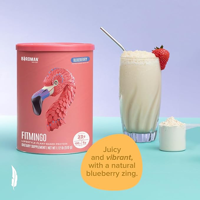 Fitmingo Vegan Protein Powder with Inositol, Collagen Boosters, Hyaluronic Acid and Vitamins | Low Carb, Dairy Free, Low Calorie | 23g Plant Based Blueberry Protein Powder with Myo-Inositol