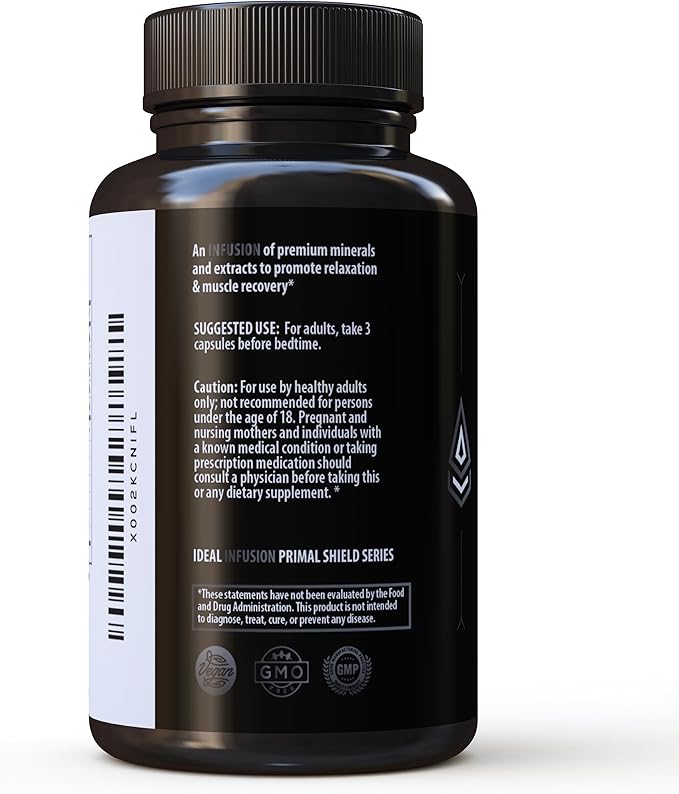 Ideal Infusion Nighttime Recovery & Deep Sleep Supplement: Relaxation and Stress Support - Magnesium Glycinate, KSM-66 (Melatonin Free) Muscle Cramp Relief, Vegan