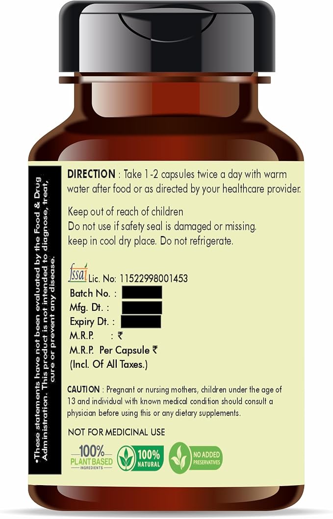 Ashwagandha Root Extract 500mg - 60 Vegetarian Capsules | Withania Somnifera Withanoloids | All Natural | 100% Vegan | Gluten-Free | GMP Certified