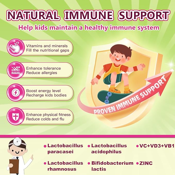 NATURE TARGET Kids Probiotic Chewable, 5 Billion CFUs Probiotics + Prebiotics for Ages 3+, Probiotics for Digestive Health, Immune Support & Appetite Booster, Natural Strawberry Flavor, 75 Servings