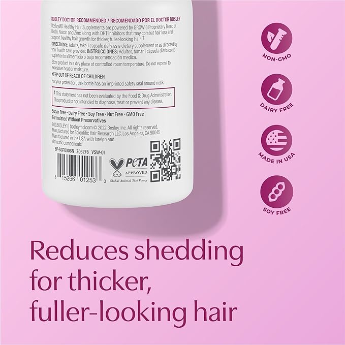 Women’s Healthy Hair Growth Supplements – DHT-Blocking Botanicals with Biotin, Niacin, Zinc & L-Lysine – Rich in Vitamins & Minerals – Supports Thicker, Fuller Hair – 60 Capsules (2-Month Supply)