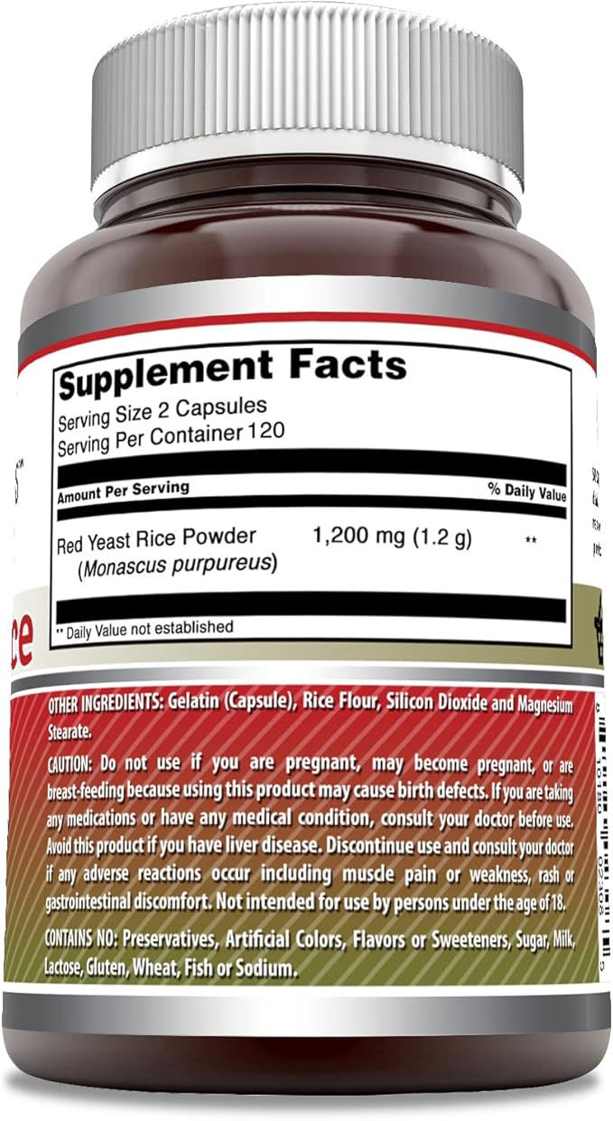 Amazing Formulas Red Yeast Rice 1200mg Per Serving 240 Capsules Supplement | Non-GMO | Gluten Free | Made in USA