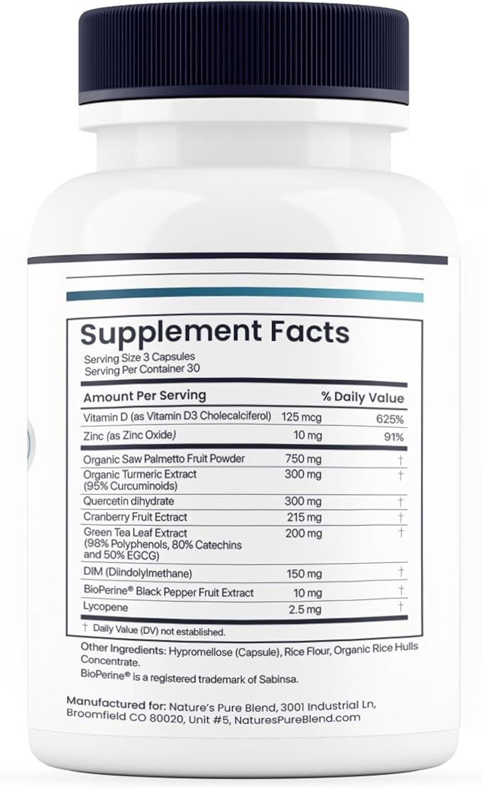 Nature's Pure Blend Peak Performance – Testosterone Supplement for Men with D-Aspartic Acid, Ashwagandha & DIM – Mens Prostate Health Support, Muscle Strength & Energy – Prostate Supplement