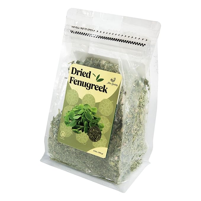 Miss Spring Dried Fenugreek Leaves | All Natural and Aromatic Kasoori Methi | Carefully Packaged in Resealable Bag | Dried Herbs Ideal for Cooking, Mediterranean, Salad and Curries - 6 Oz (170 g)