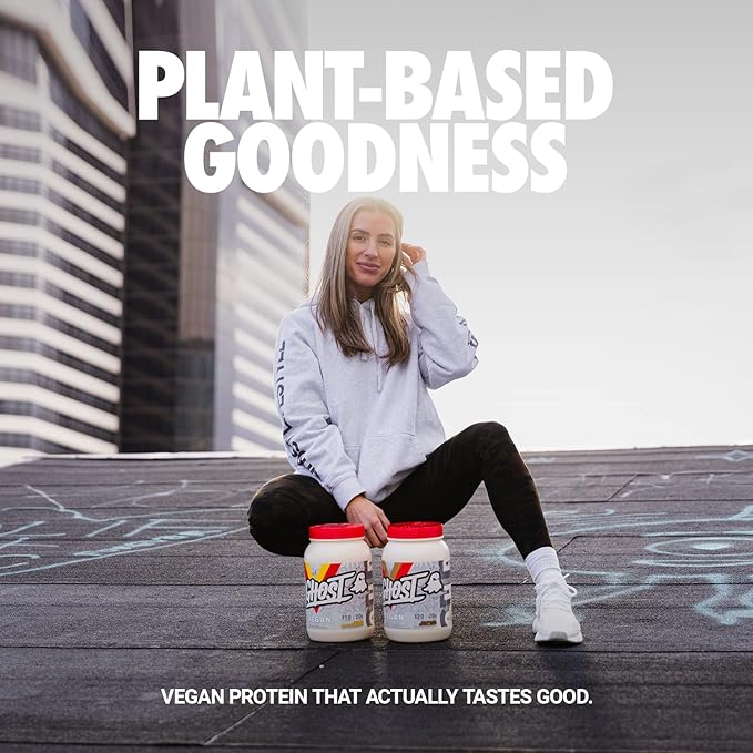 GHOST Vegan Protein Powder, Pancake Batter - 2lb, 20g of Protein - Plant-Based Pea & Organic Pumpkin Protein - Post Workout & Nutrition Shakes, Smoothies, & Baking - Soy & Gluten-Free