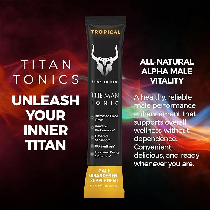 Extra Strength Male Enhancing Supplement Powder–Tongkat Ali, Maca Root, Beet Root, Horny Goat Weed, L-Citrulline–Nitric Oxide Booster & Testosterone Support for Men (Tropical-12 Sticks)