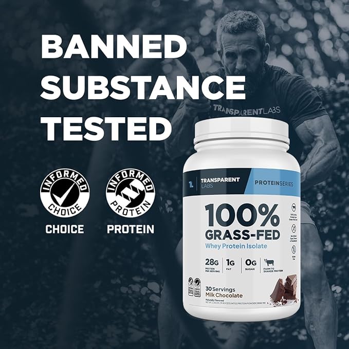 Transparent Labs Grass-Fed Whey Protein Isolate - Naturally Flavored, Gluten Free Whey Protein Powder with 28g of Protein per Serving & 9 Amino Acids - 30 Servings, Milk Chocolate