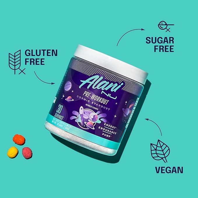 Alani Nu Pre Workout Powder Cosmic Stardust, Amino Energy Boost, Endurance Supplement, Sugar Free, 200mg Caffeine, L-Theanine, Beta-Alanine, Citrulline, 30 Servings