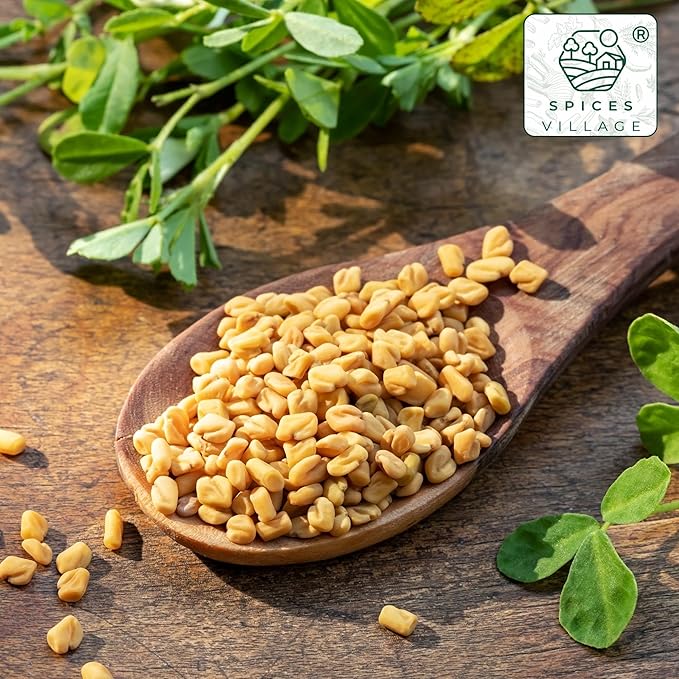 SPICES VILLAGE Fenugreek Seeds, 8 oz, Fenugreek Seeds for Hair Growth, All Natural Dried Indian Methi Seed for Cooking - Kosher Certified, Gluten Free, Resealable Bulk Bag