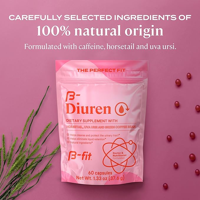 Diuren - Diuretic Capsules with Caffeine, Horsetail Herb and Uva Ursi - 60 Capsules with Natural Extracts - Horsetail Supplement - Best Diuretics for Water Retention