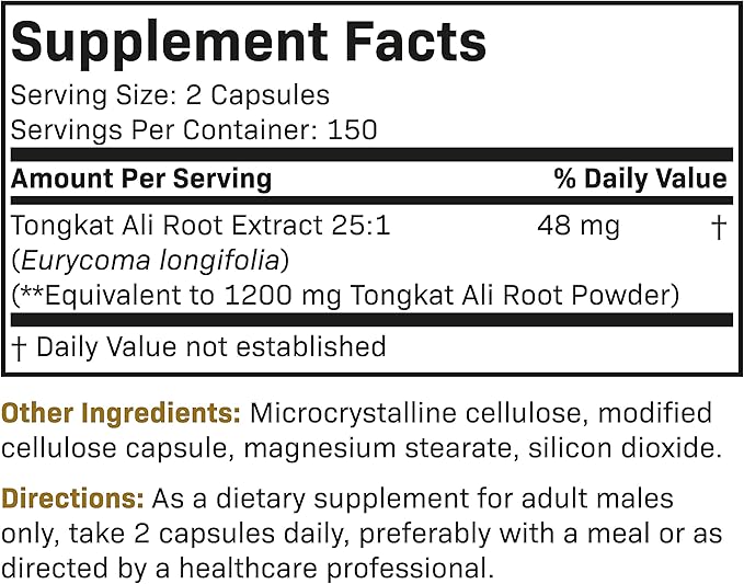 Futurebiotics Longjack Tongkat Ali Extra Strength Energy & Stamina Support - Non-GMO, 300 Vegetarian Capsules