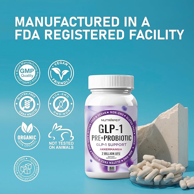 GLP-1 Probiotic Prebiotics Akkermansia Muciniphila Capsule Supplement - GLP 1 Booster Activate Elevate Pill - GLP1 Gut Abdominal Digestive Liver Detox Support Comfort Ultimate Strength Men Women
