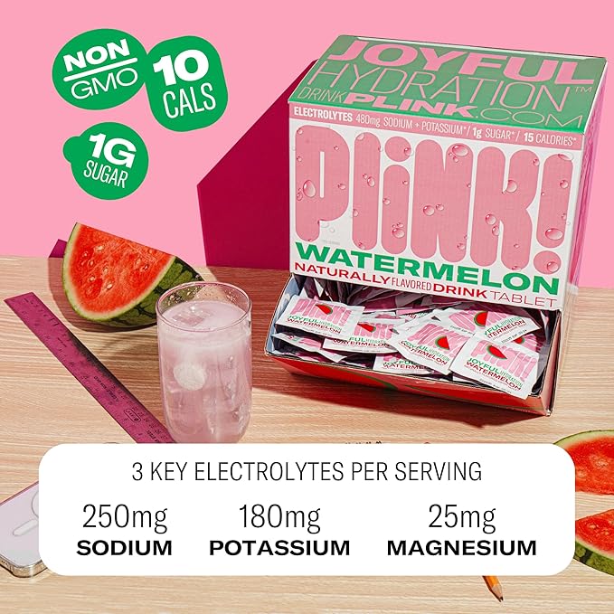 Plink! Fizzy Electrolyte Drink Tablets for Daily Hydration - 12ct Electrolyte Tablets + Sodium, Potassium, Magnesium, Low-Calorie, Low-Sugar Keto Electrolytes Powder Hydration Packets Water Flavoring