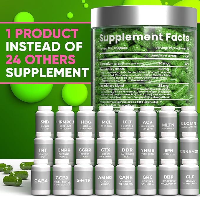 Bioteque Lab Weight Loss Diet Capsules, Natural Appetite Suppressant, Day & Night Fat Burner for Women & Men with Apple Cider, Green Coffee Bean Extract, Metabolism Booster Supplement - 60 Pills