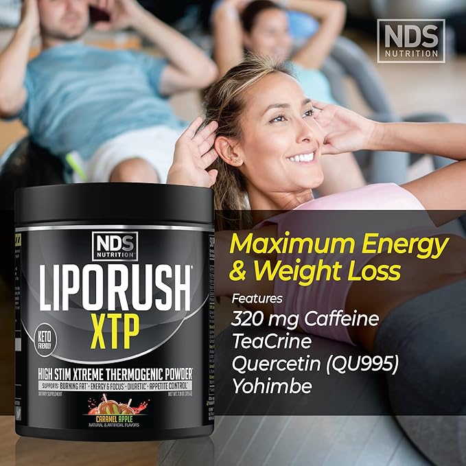 NDS Nutrition XTP Thermogenic Fat Burner with L-Carnitine - Energy, Focus, and Appetite Control - Extreme Thermogenic Fat Burning Powder Weight Loss - Caramel Apple (45 Servings)