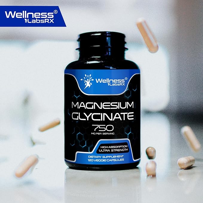 Magnesium Glycinate Capsules - 750mg | 120 Count, Magnesium Supplement for Women and Men - Pure Complex Glicinato De Magnesio, High Absorption, Heart Health, Sleep Supplement - 2 Packs