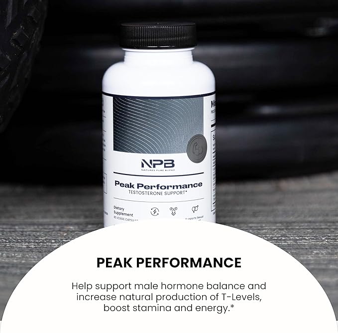 Nature's Pure Blend Peak Performance – Testosterone Supplement for Men with D-Aspartic Acid, Ashwagandha & DIM – Mens Prostate Health Support, Muscle Strength & Energy – Prostate Supplement