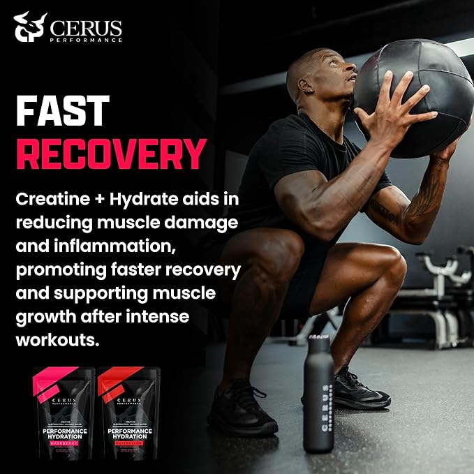 Cerus Performance - Performance Hydration Electrolyte Powder – Raspberry Flavor, 5g Creatine Monohydrate, 500mg Coconut Water Powder – Supports Endurance, Muscle Recovery & Keto 30 Servings
