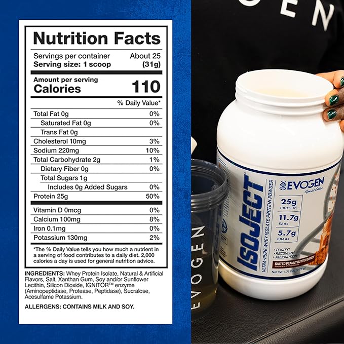 Evogen Isoject - Whey Protein Isolate | Ultra-Pure Whey Protein Powder with Ignitor Enzymes, BCAAs, and EAAs | Enhanced Absorption & Recovery | Salted Peanut Butter Candy | 25 Servings