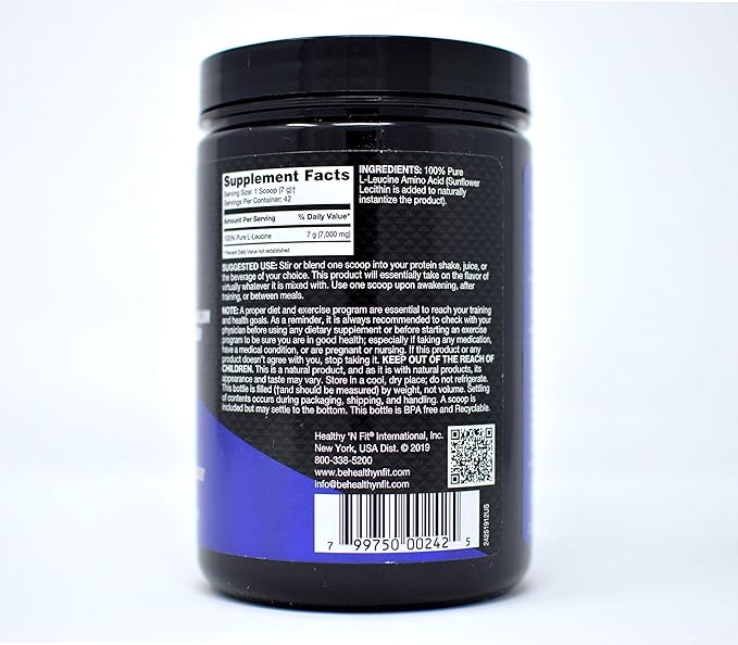 HEALTHY 'N FIT Anabolic Amino LEUCINE - Pure Instant L-Leucine, 300g (42 Servings)