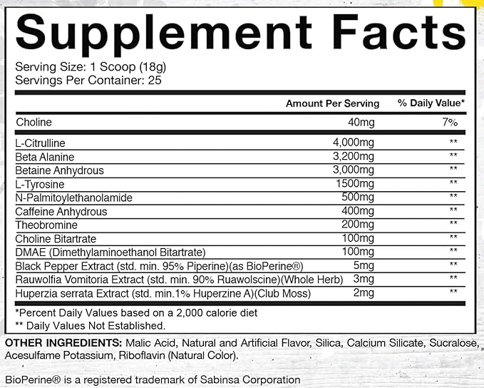Gaspari Nutrition SuperPump Aggression Pre-Workout: Energy, Focus, Endurance, Recovery, Creatine and Caffeine (25 Servings, Lights Out Lemon)
