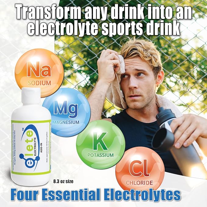 Electrolytes - elete Electrolyte Add-in Hydration Drops | Sodium, Magnesium, Potassium & Trace Minerals | No Sugar | Leg and Muscle Cramp Relief | Transform Any Drink into a Sports Drink, 8.3oz