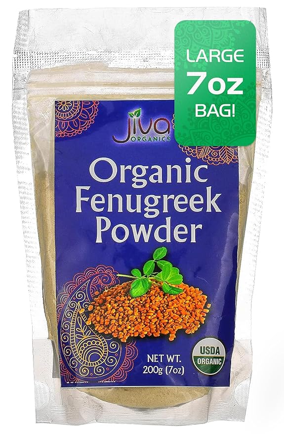 Jiva Organics Organic Fenugreek Powder 7oz Bag - Gluten Free, Non-GMO, Methi Powder, Pure, Raw & Natural - Great As A Spice Or Even For Hair Growth - Product of India