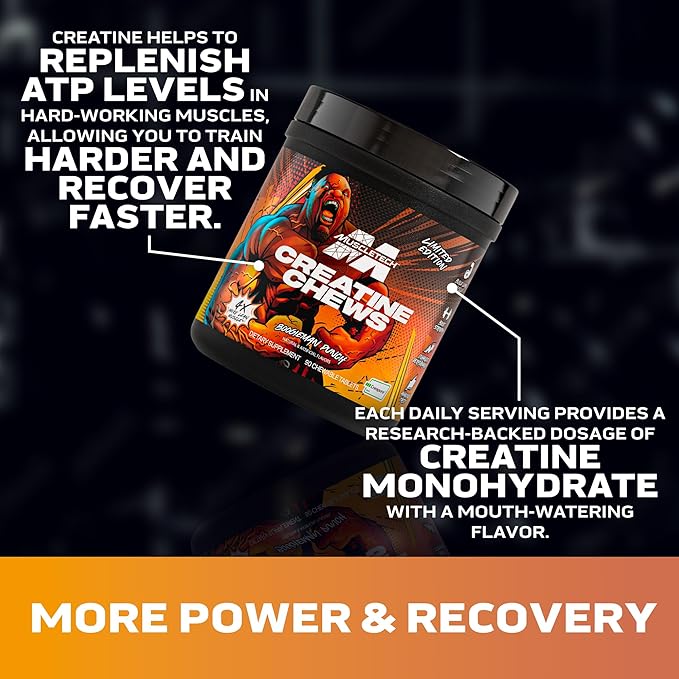 MuscleTech Creatine Chews - Creapure Monohydrate Supplement for Muscle Recovery, Muscle Builder & Energy Boost - Pre Workout Supplement for Men & Women - 90 Chewable Candies, Boogieman Punch