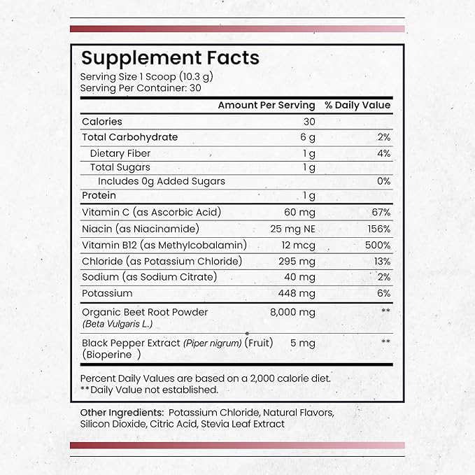 Nature's Pure Blend Organic Beet Root Powder – Nitric Oxide Booster L-Arginine – Liquid Beets for Blood Flow Circulation & Energy – Pre-Workout Endurance Support – 8,000 MG