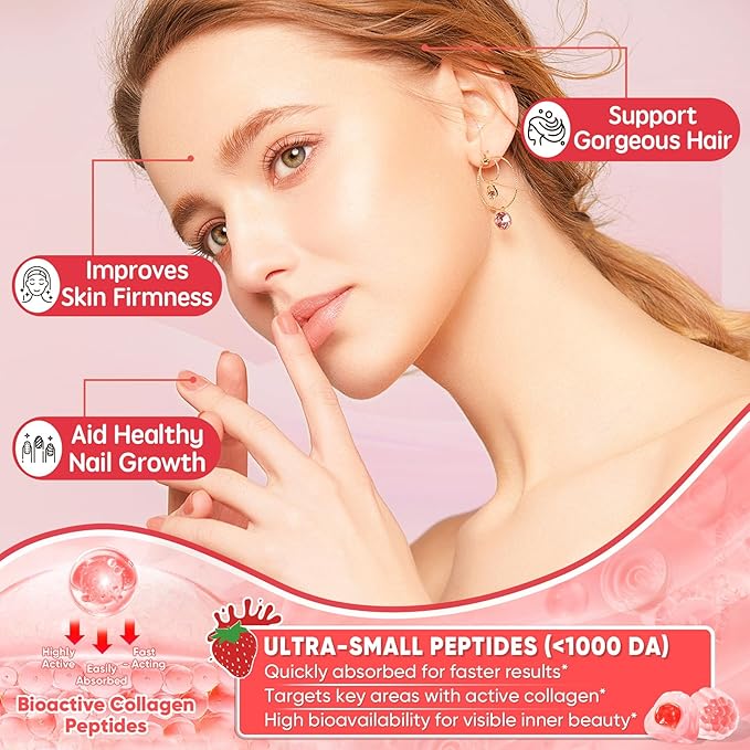 2Pack Sugar-Free Hydrolyzed Collagen Peptide Filled Gummies for Women & Men, with 1500mg Protein Type I,II,III,V,X, 5000mcg Biotin Vitamin C A E D3 B6 B12 for Immune Digestion Skin Hair Nails, Bone
