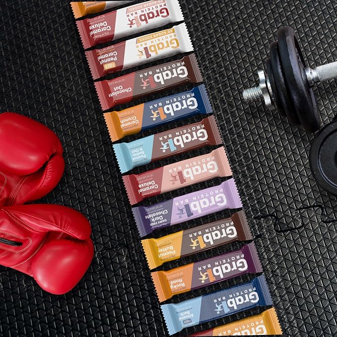 Grab1 Sugar Free Protein Bars, Caramel Crunch (3 Pack- 12 Bars) | Delicious and Nutritious | Low Calorie | Only 1g Sugar