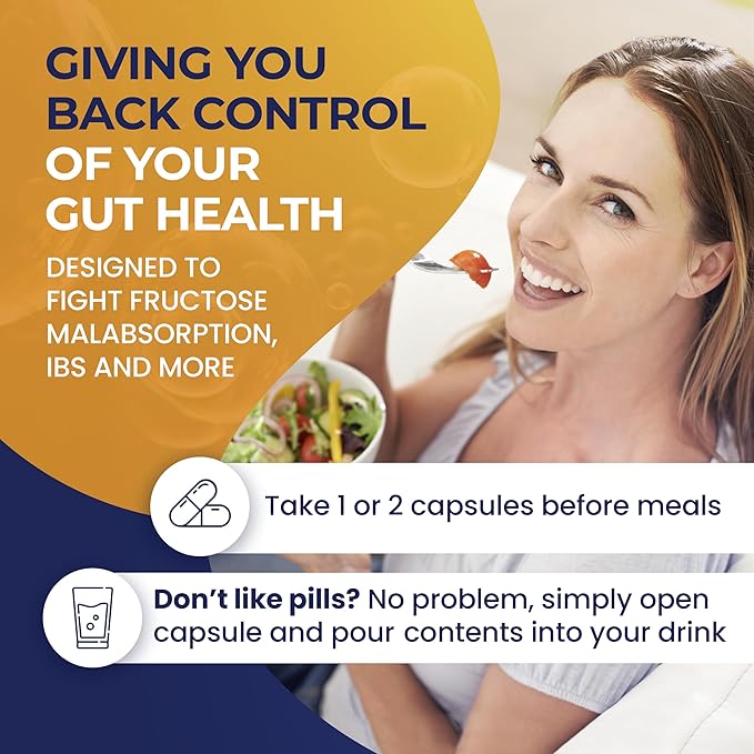 Dirobi Eat Anything Xylose Isomerase Fructose Malabsorption Enzymes, FODMAP Supplement, Digestive Enzymes for Better Lactose, Fat, Protein & Carbohydrate Digestion Gas & Bloating Relief 30 Capsules