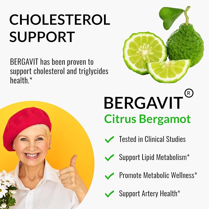 UpNourish Plant Sterols Citrus Bergamot Supplement for High Cholesterol with Stanols, Heart Health Support with CoQ10, Omega 3, Olive Leaf, Turmeric Curcumin, Black Garlic and Niacin - 120 Softgels