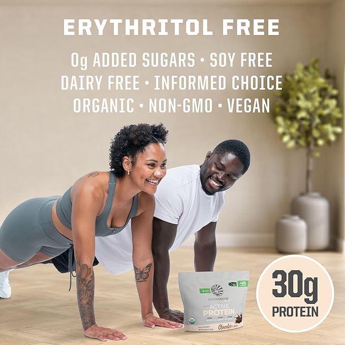 Sunwarrior Vegan Protein Powder USDA Organic Protein Powder Blend | Plant Based BCAA Sugar Free Gluten Free Non-GMO Dairy Free | Chocolate 4.96lbs | Sport Organic Active Protein