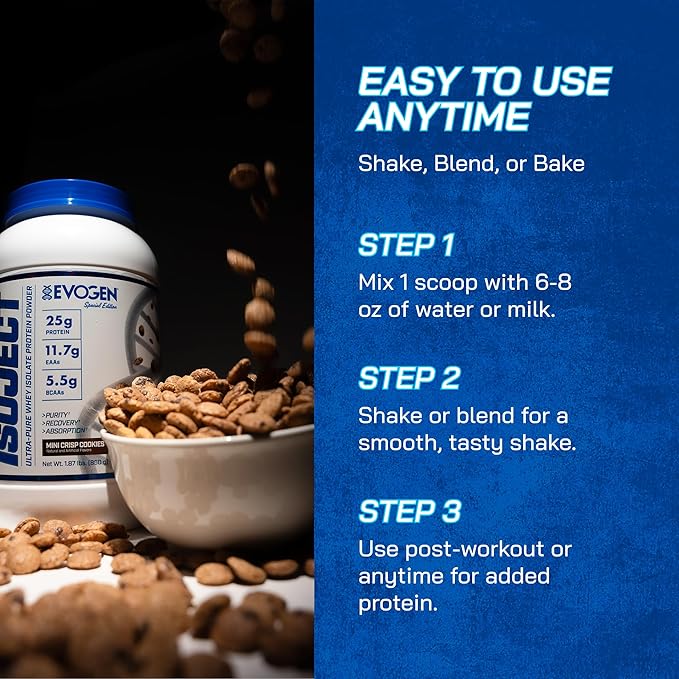 Evogen Isoject - Whey Protein Isolate | Ultra-Pure Whey Protein Powder with Ignitor Enzymes, BCAAs, and EAAs | Enhanced Absorption & Recovery | Mini Crisp Cookies | 25 Servings