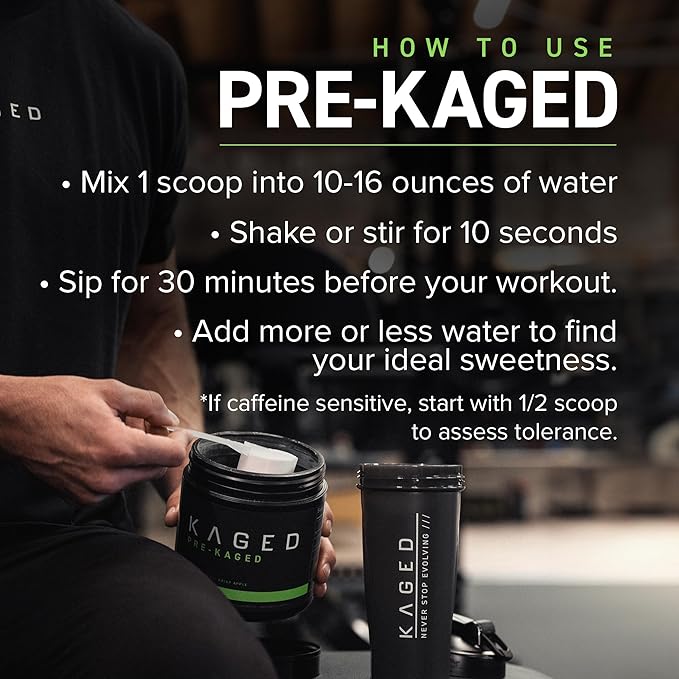 Kaged Original Pre Workout Powder | Krisp Apple | Pre-Kaged | Formulated with Creatine, Beta Alanine, Pure Caffeine | 20 Servings
