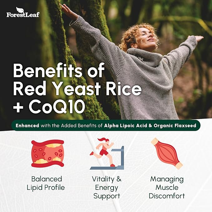 Red Yeast Rice 1215 mg. Capsules - Extra Strength Red Rice Yeast with CoQ10 Supplement, Plus Alpha Lipoic Acid & Organic Flaxseed, Citrinin Free, Supports Cardiovascular Health, Non-GMO 90 Veggie Caps