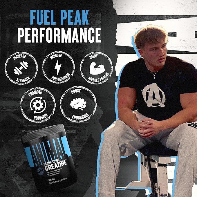Animal Micronized Creatine Monohydrate Capsules - 300 Caps, 2500mg per Serving to Support Muscle Growth, Endurance, ATP Production, Cognitive Function, Strength, Recovery, and Delay Muscle Fatigue