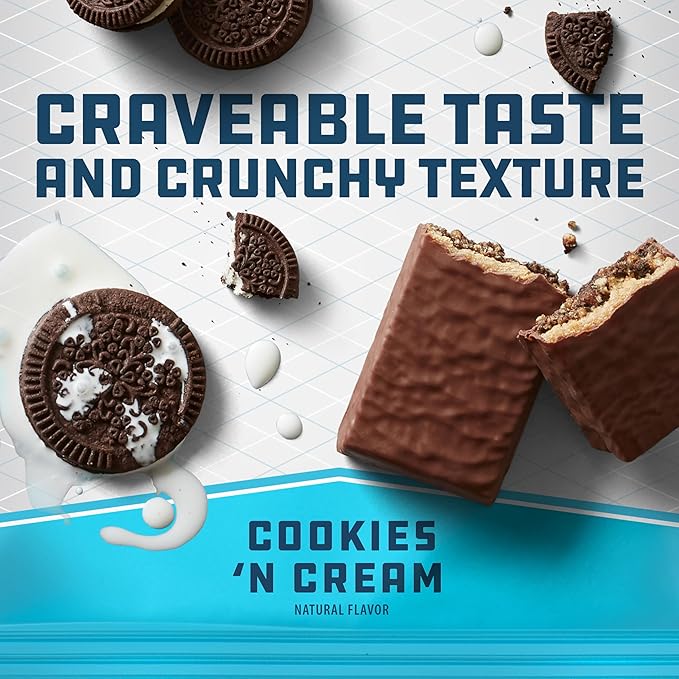 CLIF BUILDERS Protein Bars - Cookies 'n Cream Flavor - 20g Plant Based Protein - Gluten Free - Non-GMO - Low Glycemic - No Artificial Sweeteners - 2.4 oz. (12 Pack)