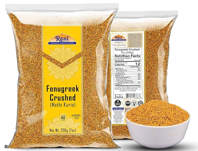 Rani Fenugreek (Methi) Seeds Crushed 7oz (200g) Trigonella foenum graecum ~ All Natural | Vegan | Gluten Friendly | Non-GMO | Indian Origin, used in cooking & Ayurvedic spice