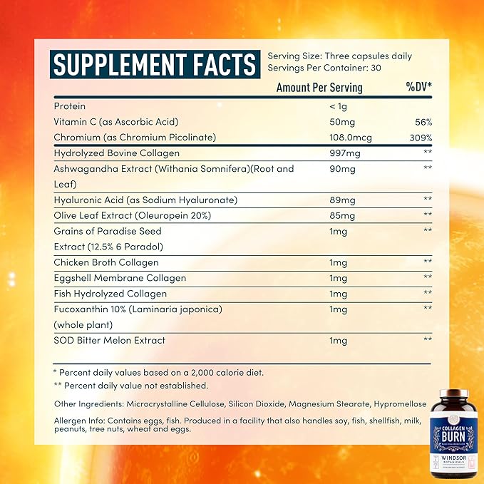 WINDSOR BOTANICALS Thermogenic Multi Collagen Fat Burner and Appetite Suppressant Weight Loss Bundle