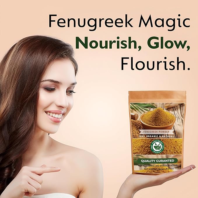 AYUSHKA ORGANIC Fenugreek Powder | 8.8 OZ | Trigonella foenum-graecum | Flavorful & Nutritious Spice for Every Kitchen