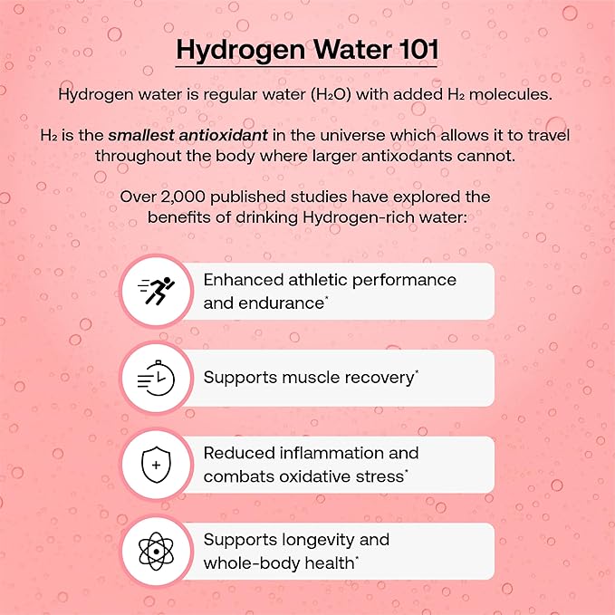 Hydrofy Hydrogen Water + Electrolytes Drink Mix | Superior Hydration Packets with Molecular Hydrogen (H2), Sodium, Potassium, Magnesium, Calcium, and Minerals | No Sugar | Raspberry 25 Ct