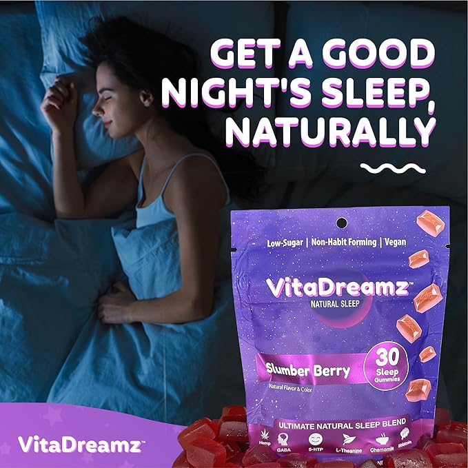 Melatonin Gummies for Sleep - Natural Sleep Aid Supplement with L-Theanine & GABA - SleepEZ Pillowz 30 Count