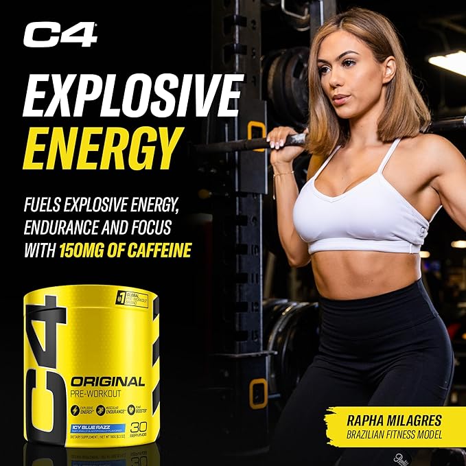 Cellucor C4 Original Pre Workout Powder ICY Blue Razz - Vitamin C for Immune Support - Sugar Free Preworkout Energy for Men & Women - 150mg Caffeine Plus Beta Alanine Plus Creatine - 30 Servings