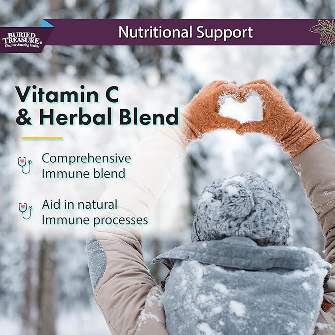Buried Treasure ACF Immune Support - 16 oz, 16 Servings, Vitamin C, Elderberry, Zinc, Liquid Immune Booster with Vitamins and Minerals w/ Dose Cup