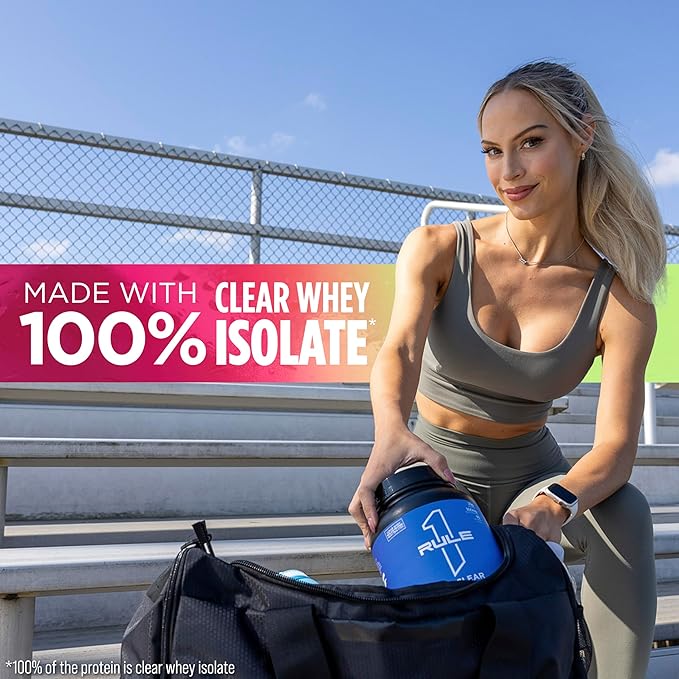 Rule One Proteins Clear Isolate - 20g All-whey Isolate Protein, Over 9g EAAs, 300mg of Electrolyte Minerals, 90 Calories, Light, Crisp, and Refreshing Taste (27 Servings, Cherry Limeade)