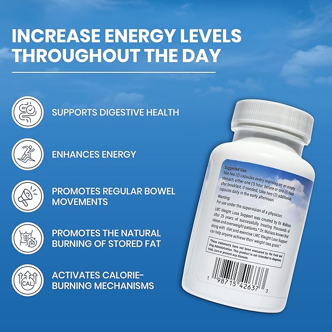 Dr Malisos' Formulated Healthy Weight Loss Supplement | Appetite Suppressant for Weight Loss | Fat Burner for Women and Men | Vegan, Non-GMO, Gluten Free | Metabolism Booster | 60 Count(30-Day Supply)