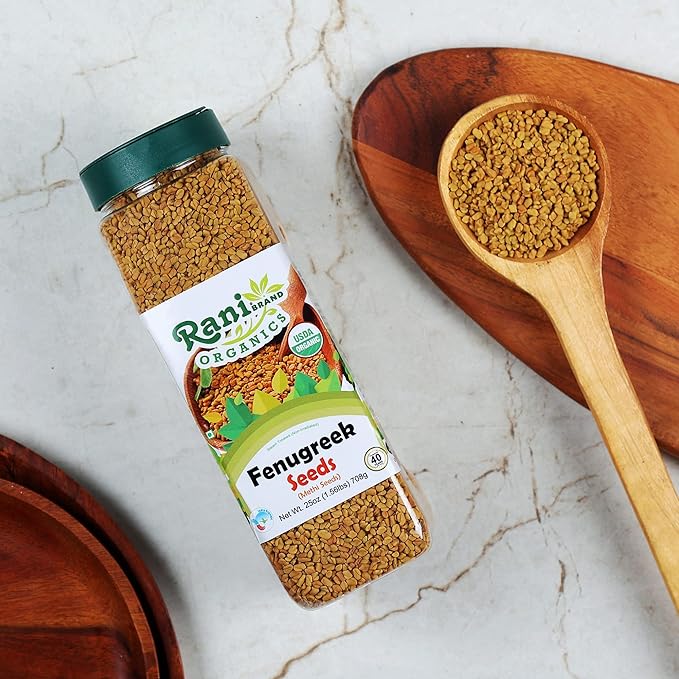 Rani Organic Fenugreek (Methi) Seeds Whole 25oz (1.56lbs) 708g PET Jar, Trigonella Foenum Graecum ~ All Natural | Vegan | Gluten Friendly | NON-GMO | Indian Origin | USDA Certified Organic