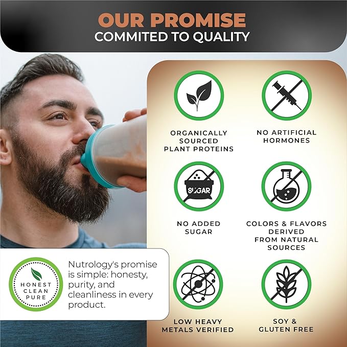 Nutrology TRIPACT Vegan Protein Powder - Vegan Meal Replacement Shakes with Organic Pea, Rice, & Pumpkin, Plant Based Protein Powder, BCAAs & Glutamine, Non-GMO, Chocolate Peanut Butter, 20 Servings